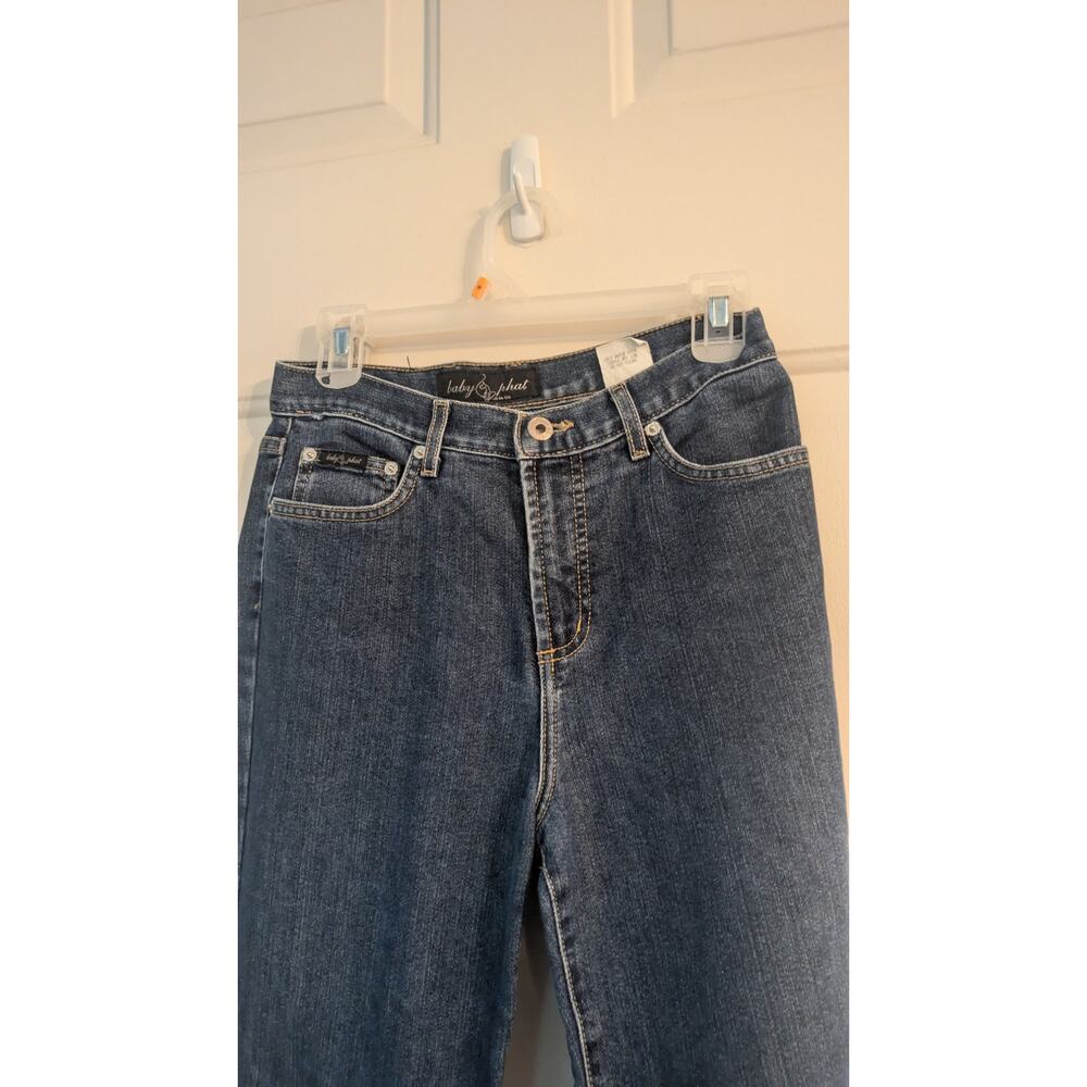 Vintage Baby Phat Dark Blue Wide Leg Denim Jeans Cat Detail Back Pocket, size 9 - Picture 2 of 9